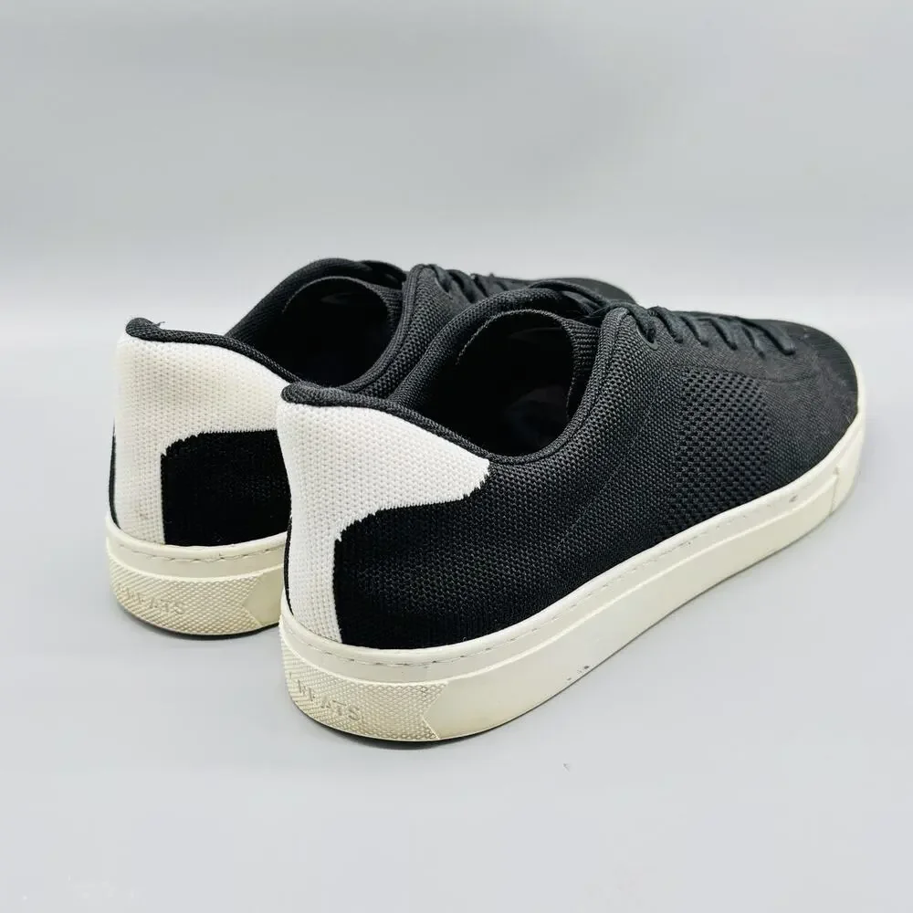Greats Shoes Mens 10.5 Black White Knit Brooklyn Low Top Casual Lace Up Sneakers